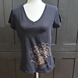 Harley-Davidson Black V-Neck Graphic Women's Tee